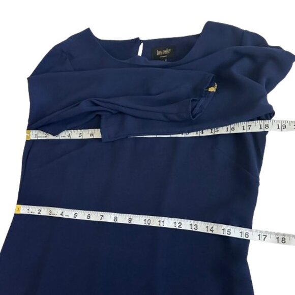 Laundry By Shelli Segal Women's 6 Navy Blue 3/4 Sleeves Midi Crew Neck Dress - Picture 11 of 16
